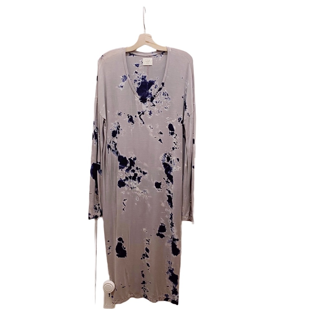 Tina Jo Tie Dye Maxi Dress Long Sleeve Jersey Knit